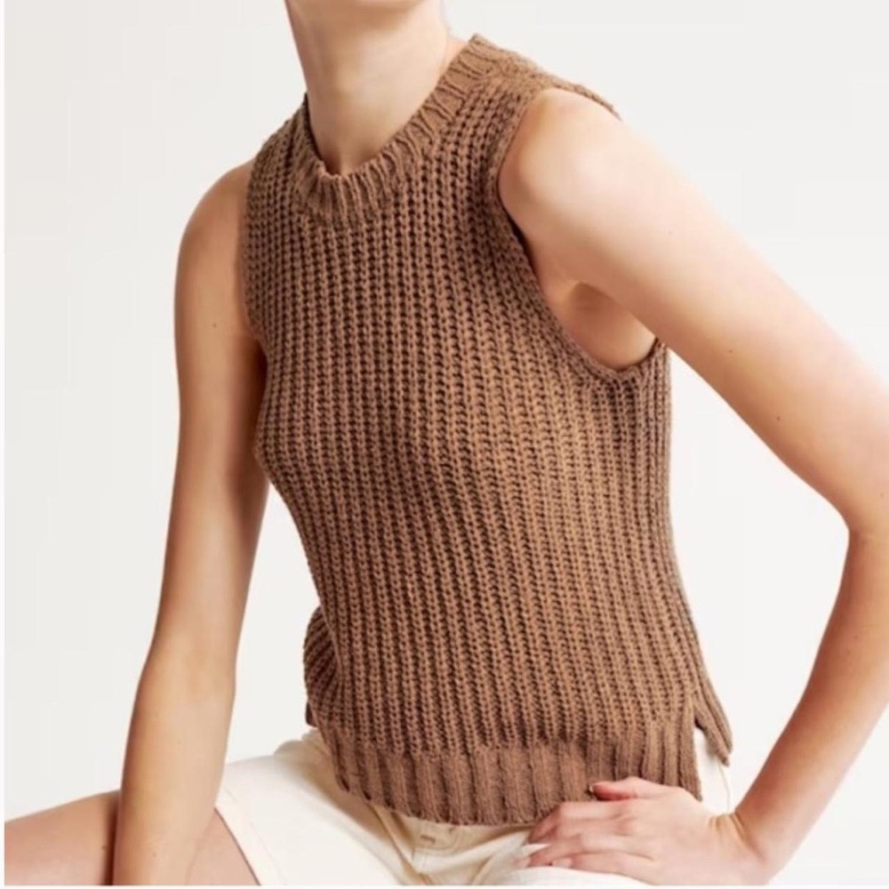Abercrombie & Fitch brown shaker knit sweater tank top vest small